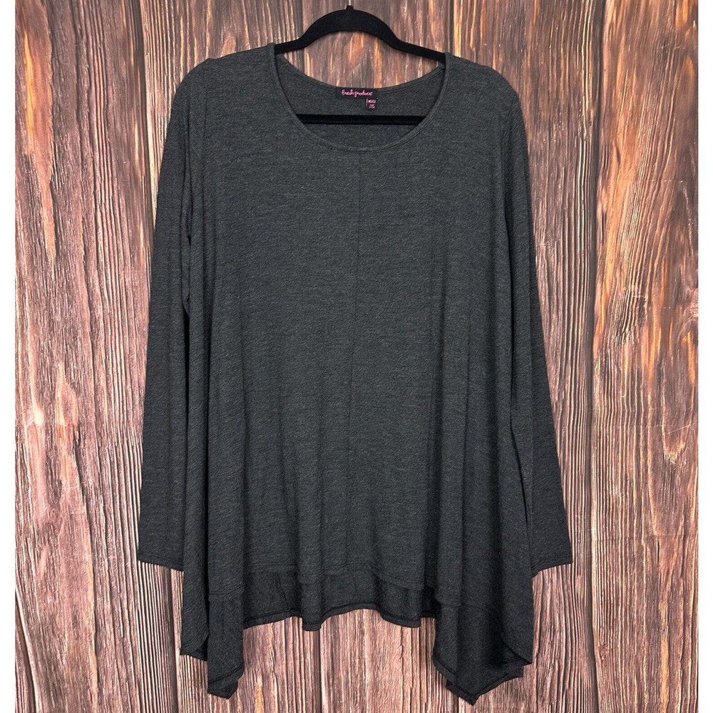 Fresh Produce Womens Darkโ Gray Stretchy Top Long Sleeve Size M/L